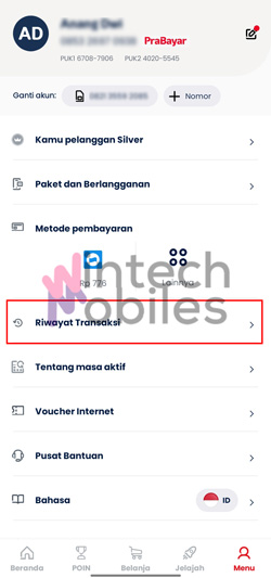 Pilih Riwayat Transaksi