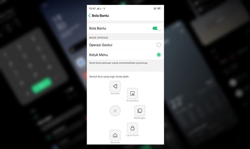 4. Cara Mensreenshoot Layar Ponsel OPPO A16 dengan Fitur Bola Bantuan