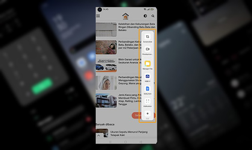 4. Cara Tangkap Layar Ponsel Oppo A15 dengan Bilah Samping Cerdas