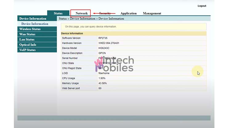 Buka Tab Network