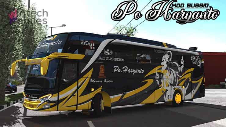 Download Mod Bussid Full Strobo dan Aksesoris PO Haryanto Terbaru