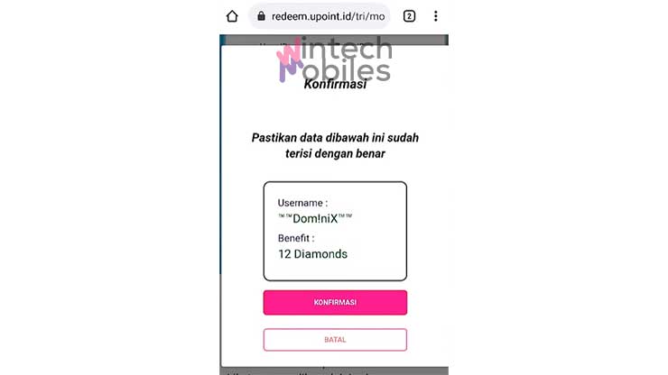 Konfirmasi Klaim Kode Redeem