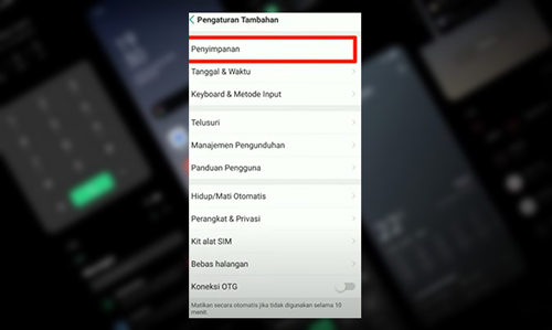 Pilih Menu Penyimpanan