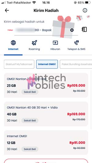 Pilih Paket Internet