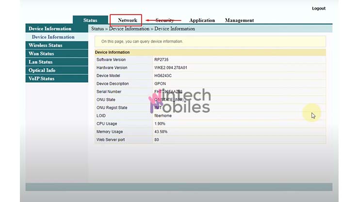 Pilih Tab Network