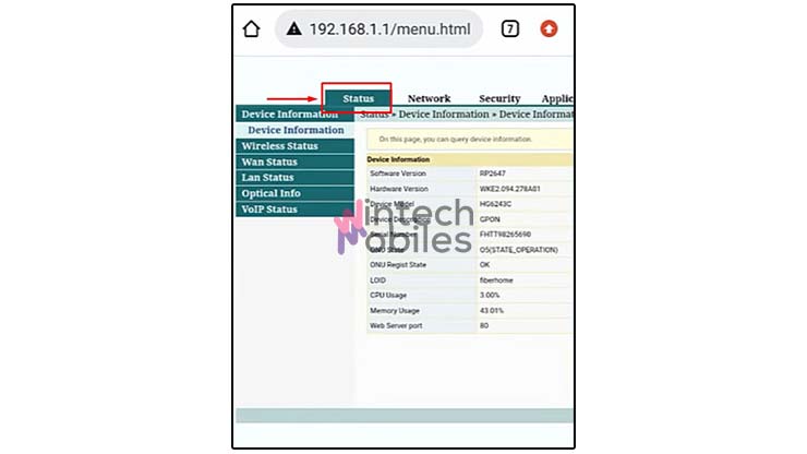 Pilih Tab Status Untuk Memblokir Pengguna Iconnet