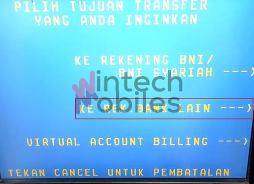 Pilih Transfer Ke Rek Bank Lain