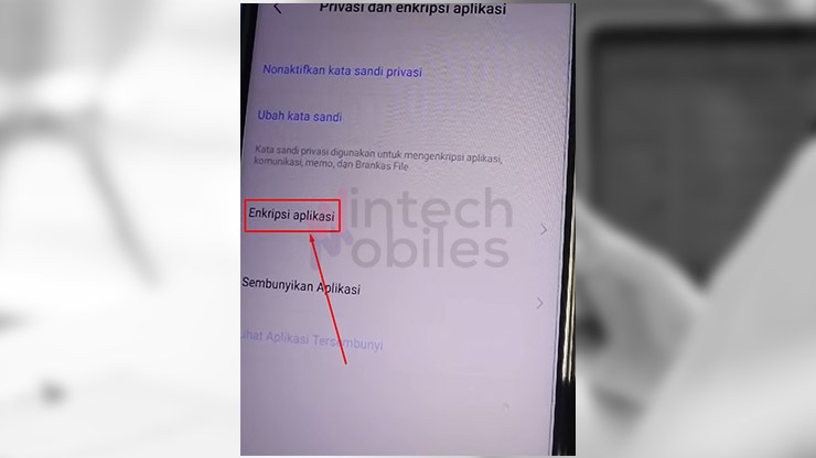 Selanjutnya tap Enkripsi Aplikasi untuk memilih beragam aplikasi yang ingin dikunci