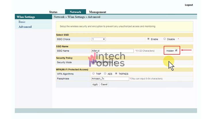 Sembunyikan Nama SSID Iconnet