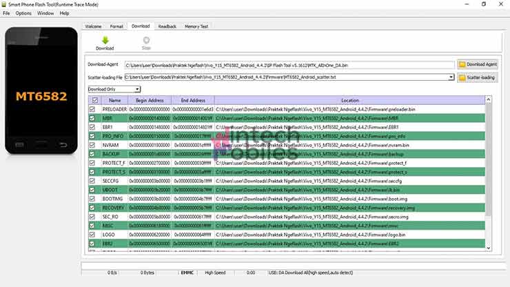 Silahkan tunggu sampai semua file Flashing masuk ke dalam aplikasi