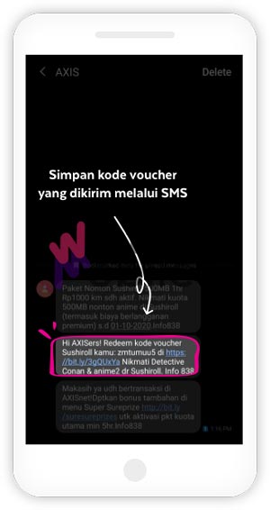 Simpan kode voucher