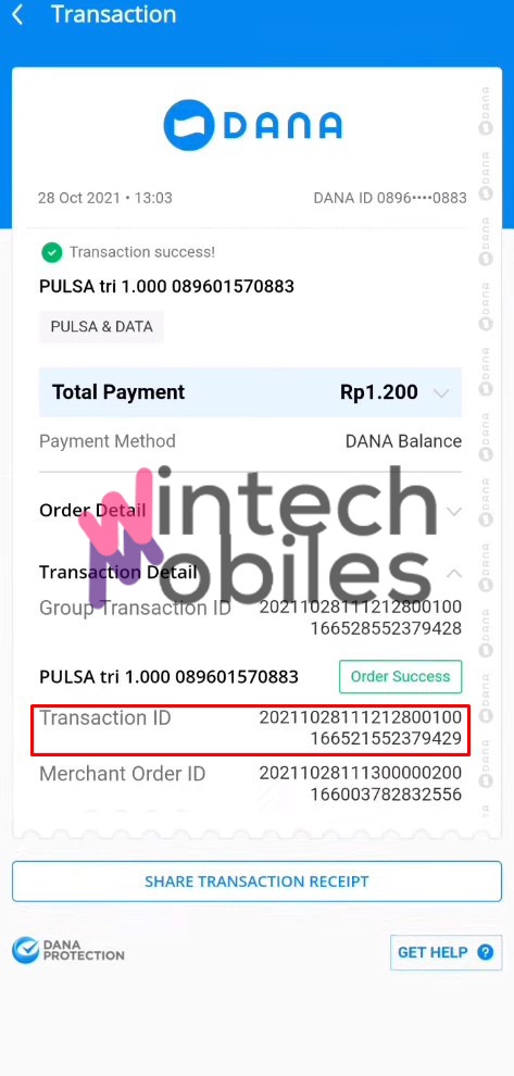 cara cek id transaksi dana