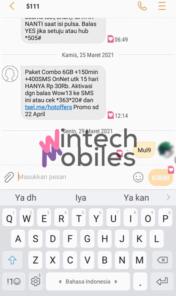 cara beli paket data telkomsel lewat sms banking