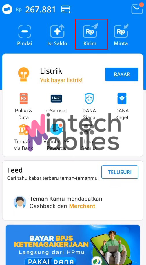 klik kirim dana