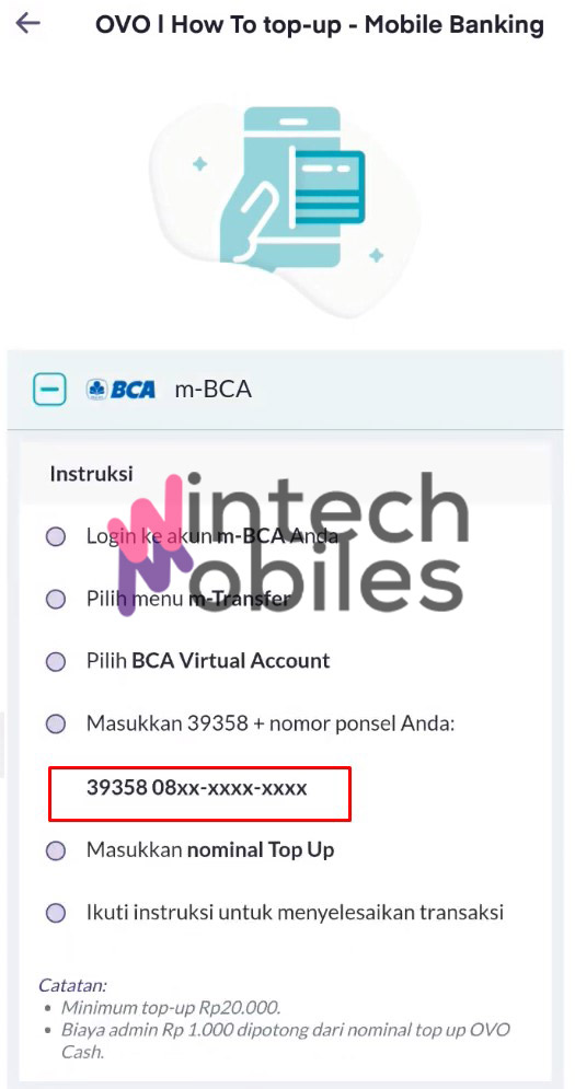 cara isi saldo ovo lewat m banking bca