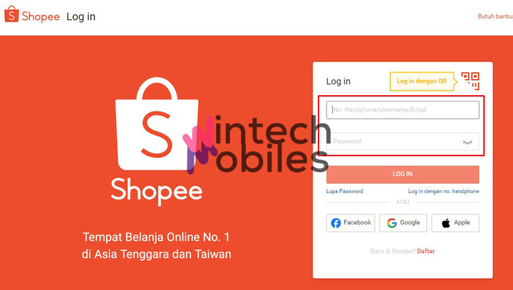 login website shope