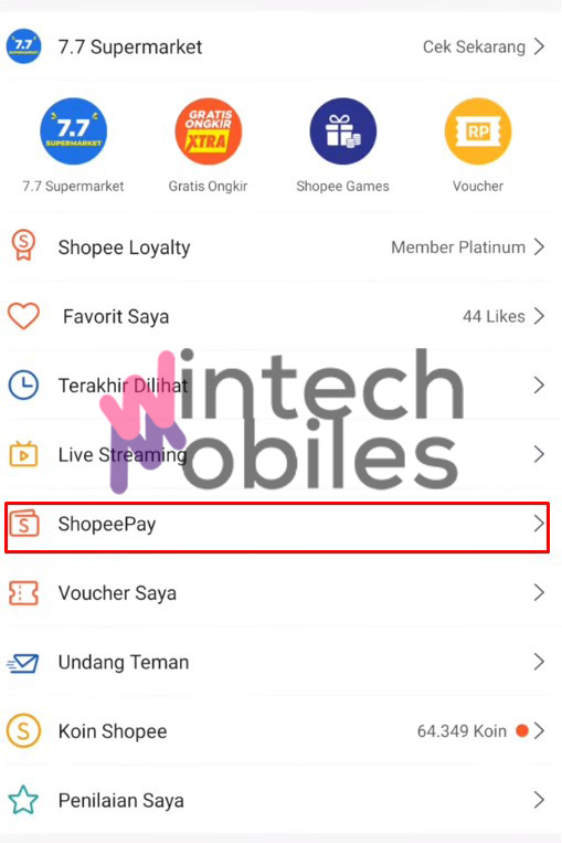 menu shopeepay aplikasi