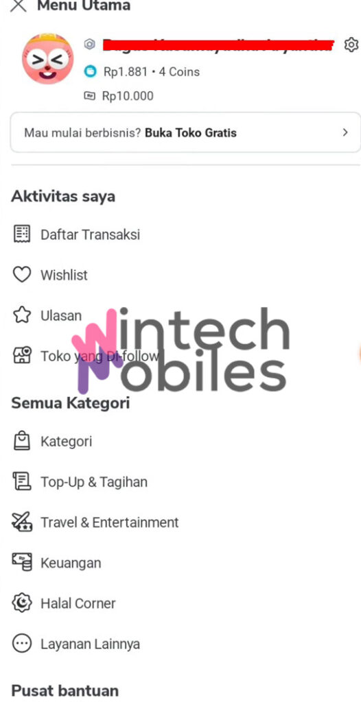 menu utama tokopedia