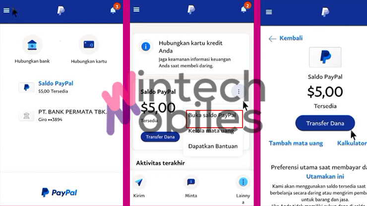 cara transfer paypal ke aplikasi dana
