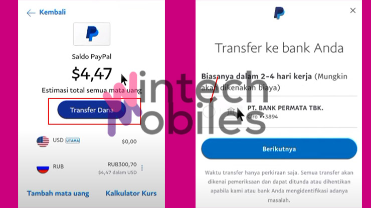 cara transfer paypal ke aplikasi dana