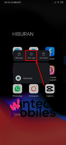 2. Tekan Tahan di Bagian WhatsApp Lalu Pilih Info Apl