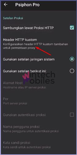 3 Pilih Header HTTP Kustom