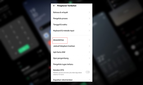 3. Kemudian Pilih Menu Aksesibilitas atau Accessbility