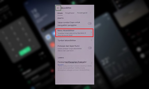 4. Klik Menu Pintasan Aksesibilitas