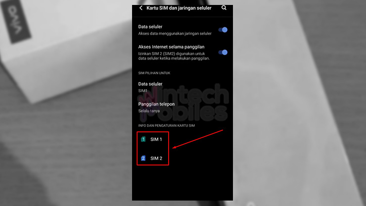 5. Masuk ke Menu SIM 1 atau SIM 2