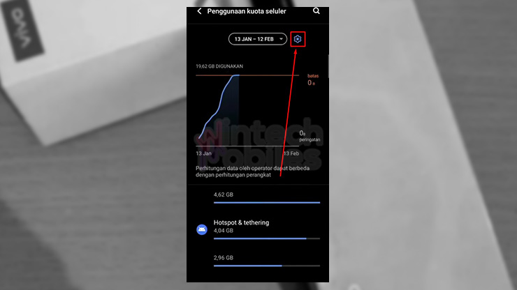 6. Tap Icon Pengaturan untuk Menampilkan Penggunaan Data HP Vivo Y12s