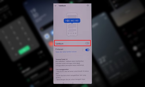 7. Matikan Fitur Talkback
