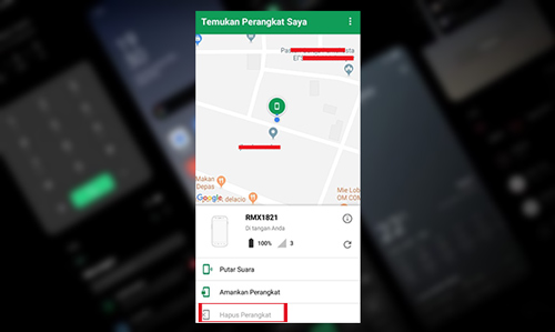 7. Pilih atau Klik Hapus Perangkat