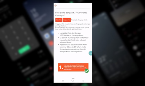 9. Unggah Foto Selfie dengan KTP atau KK