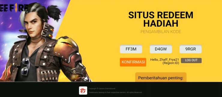 Kode Redeem FF