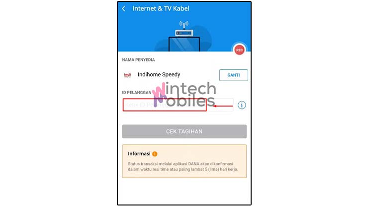 Masukkan ID Pelanggan Indihome 1