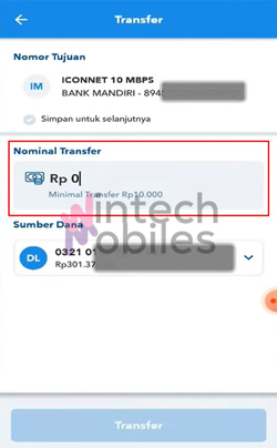 Masukkan Nominal Tagihan Iconnet