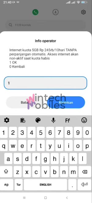 Pilih Angka 1 Untuk Aktivasi