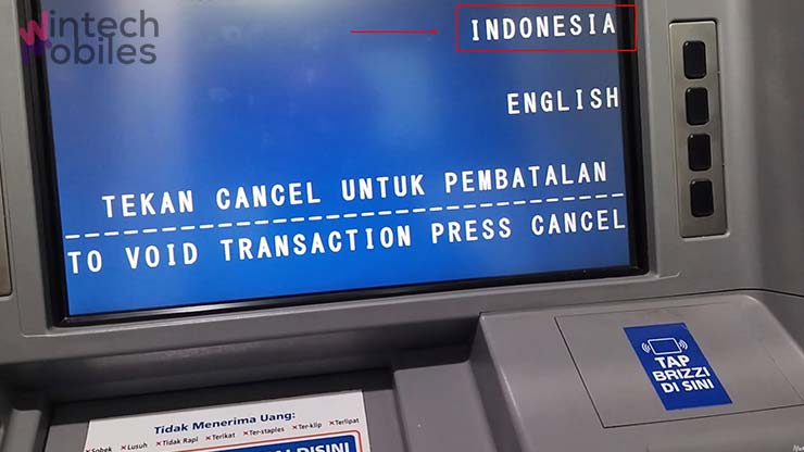 Pilih Bahasa di Mesin ATM