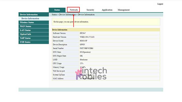 Pilih Menu Network