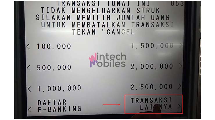 Pilih Menu Transaksi Lainnya