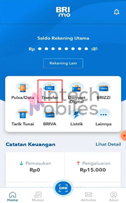 Pilih Menu Transfer