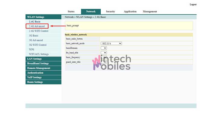 Pilih Menu WLAN Settings