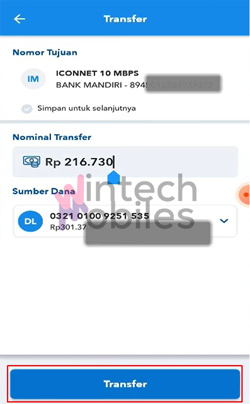 Tekan Transfer Untuk Bayar Iconnet