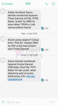 cara pinjam pulsa im3 lewat sms