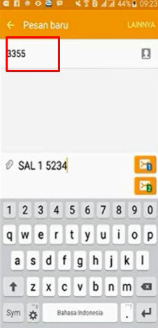 Kirim SMS ke Nomot 3355