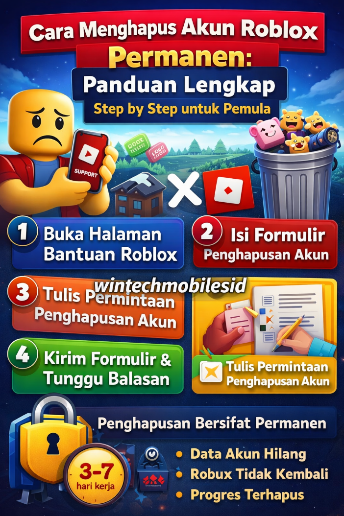 cara hapus akun roblox